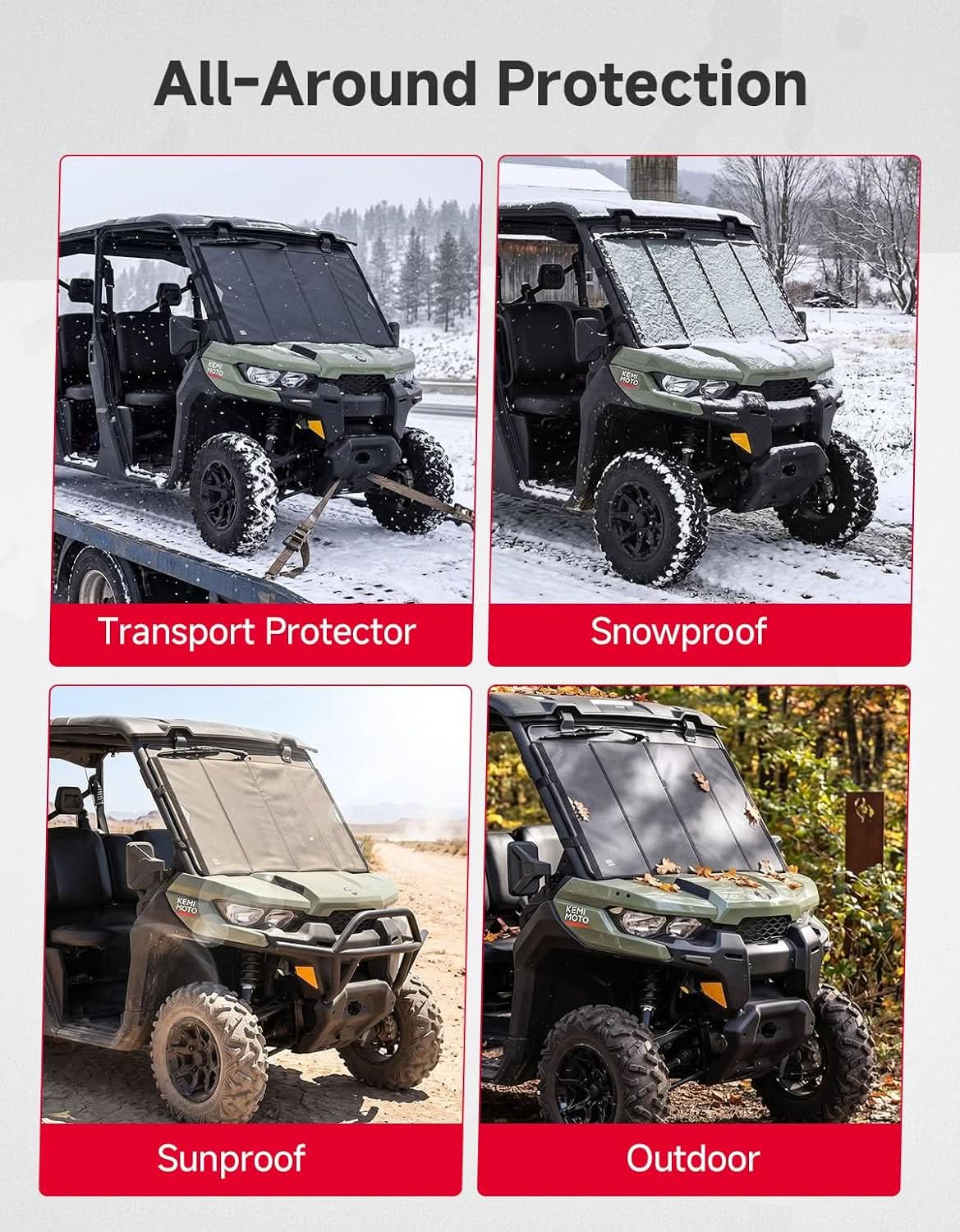UTV Thickened Glass Windshield Cover for Polaris Ranger XP 1000 / Crew / Ranger 1000 / Can-Am Defender 2016-2026