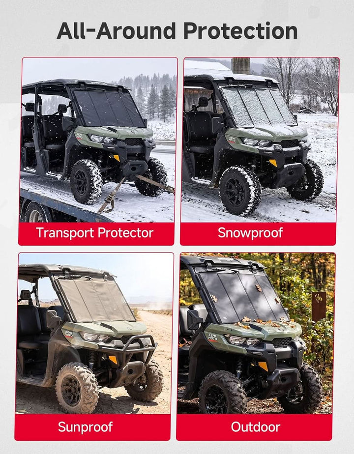 UTV Thickened Glass Windshield Cover for Polaris Ranger XP 1000 / Crew / Ranger 1000 / Can-Am Defender 2016-2026