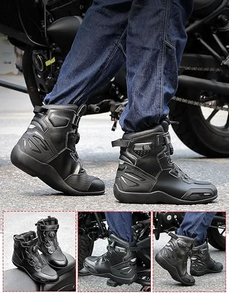 Men's Motorcycle Boots with Quick-Release ATOP Knob - Kemimoto