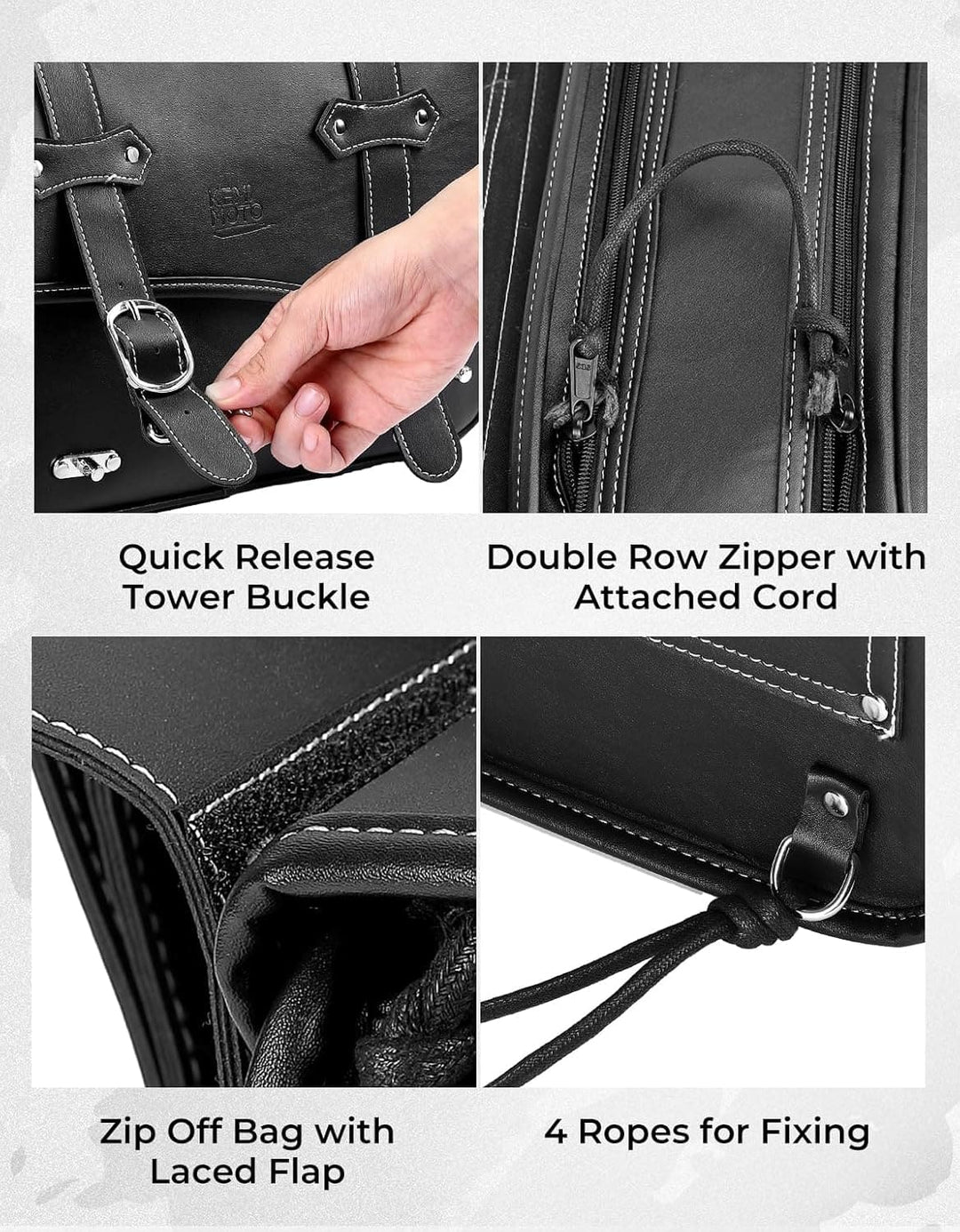 Motorcycle Saddle Bags for Sportster, Softail, Dyna, Road King, V-star, and Shadow - Kemimoto