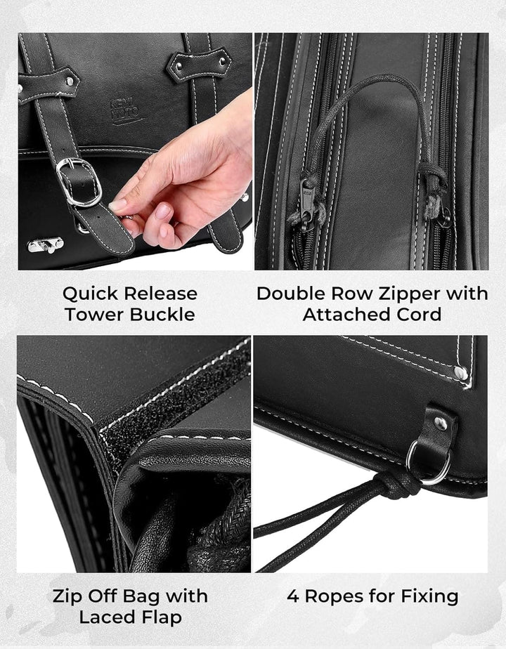 Motorcycle Saddle Bags for Sportster, Softail, Dyna, Road King, V-star, and Shadow - Kemimoto