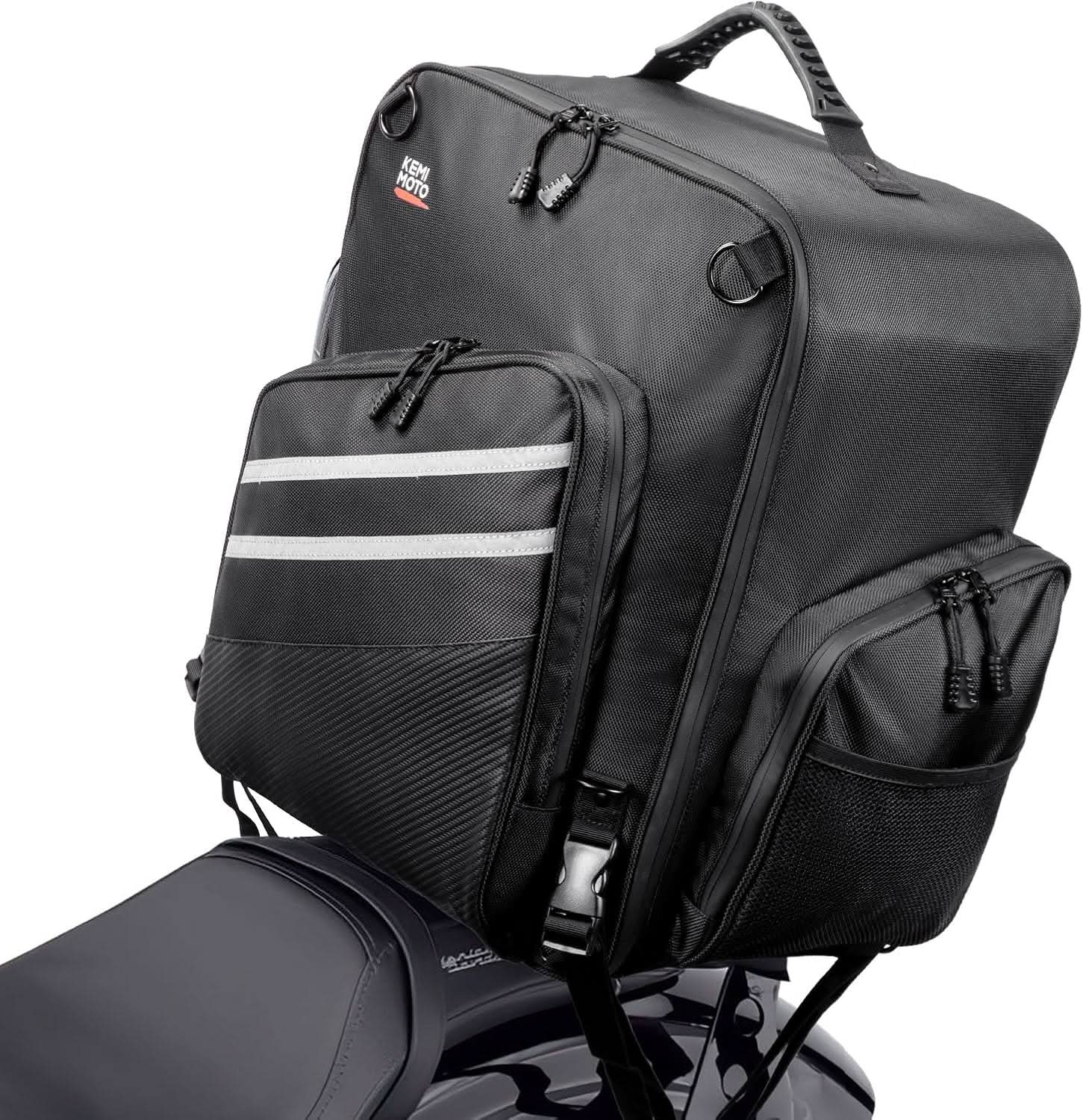 Motorcycle Sissy Bar Bag, 40LMotorcycle Luggage Rack Tail Bag - Kemimoto