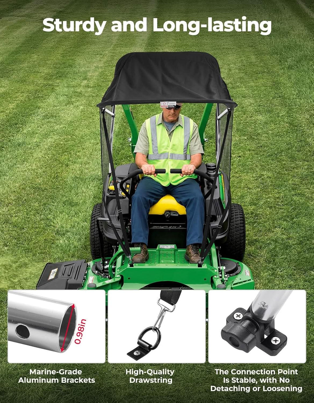 Zero Turn Lawn Mower Sun Shade Canopy with UV Protection for John Deere Cub Cadet Kubota Troy-Bilt