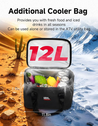 73L ATV Storage Bag with Cooler & Rain Cover, Water-Resistant Cargo Bag for Front/Rear Rack