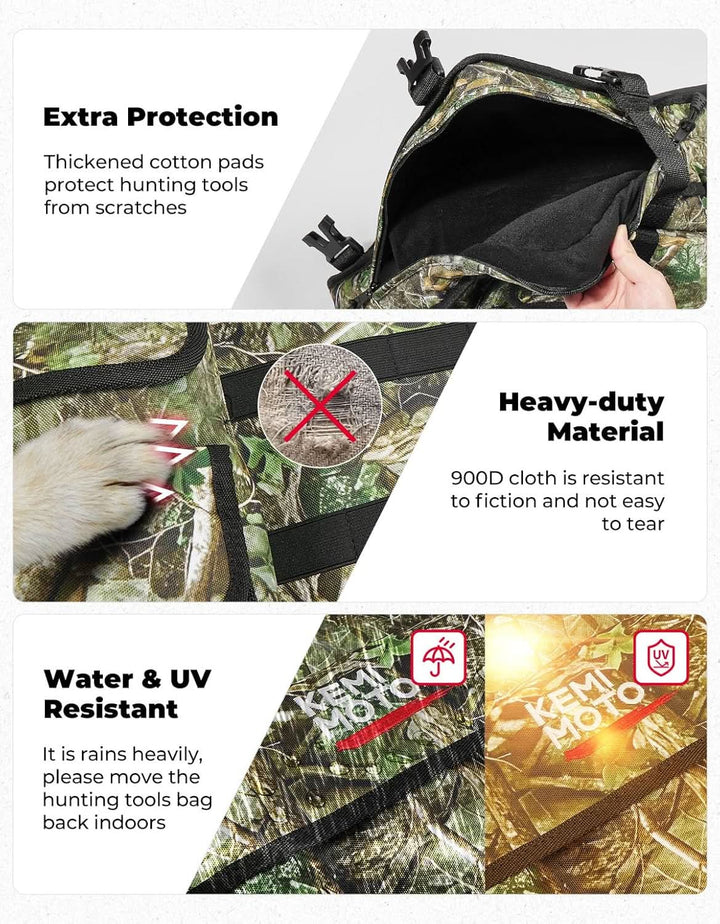 UTV Hunting Tool Bag Rack, Rear Roll Cage Carrier Case - Kemimoto