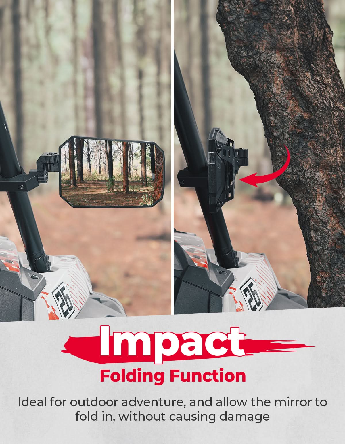 UTV Aluminum Side Mirrors for Polaris RZR/Can Am X3/Pioneer/Talon/Teryx/CFMOTO - Kemimoto