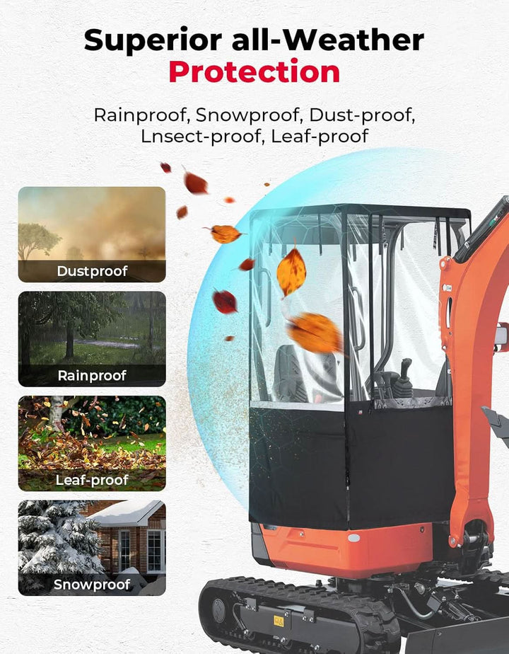 Mini Excavator Cover 600D Oxford Fabric for Bobcat E20 & Kubota U17 (1760-3530 lbs) - Kemimoto