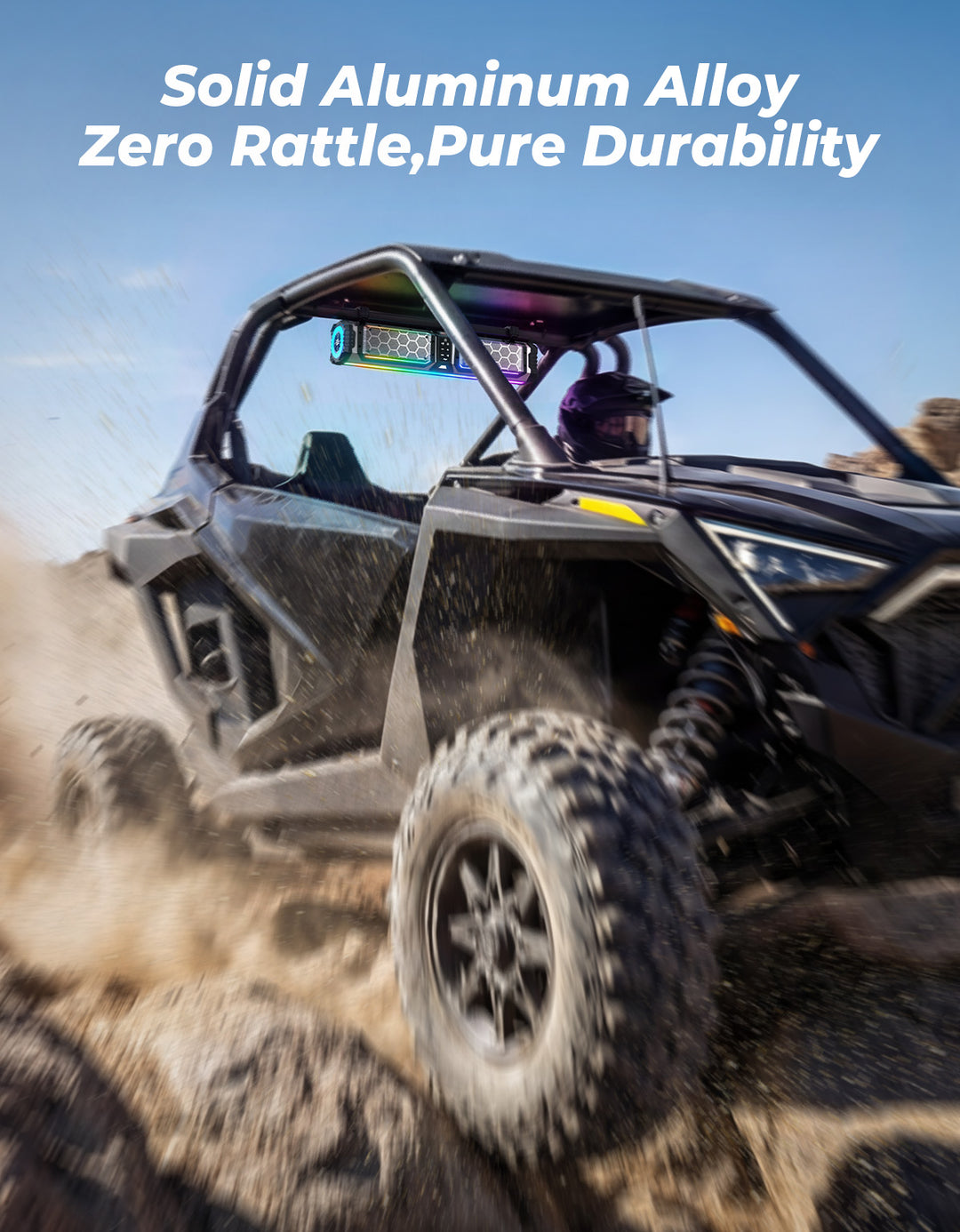 KEMIMOTO Midnight S70 Gen2 UTV Soundbar For Can am Polaris 680W Max Power, IP66 Waterproof & Quad Passive Radiators