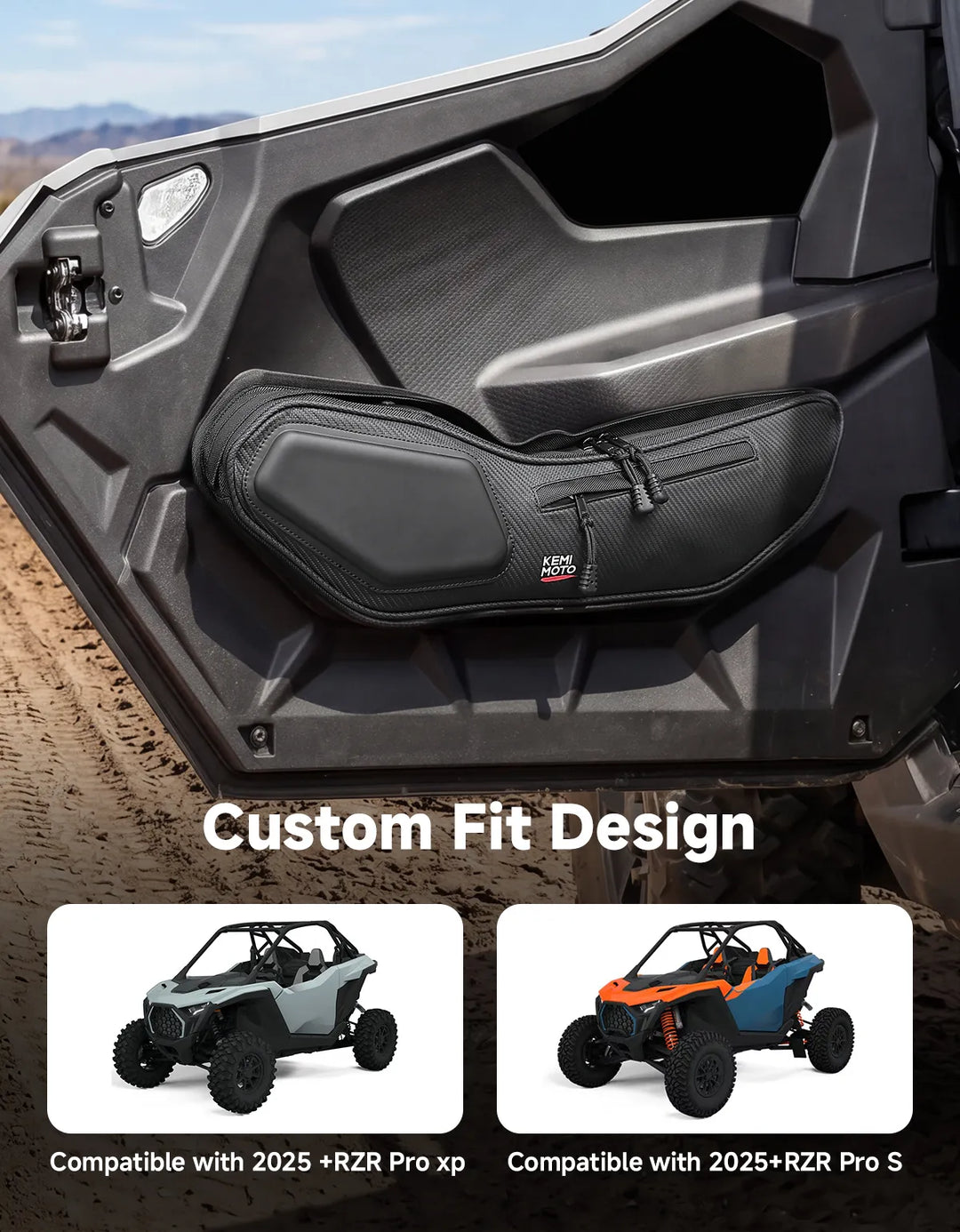 Front Door Storage Bags with 5mm Knee Pads for Polaris RZR Pro XP / Pro R / Pro S 2025-2026