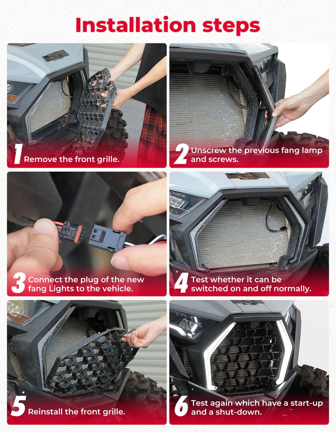 LED Grille Fang Lights for Polaris RZR Pro XP/Pro R/S 2025 Waterproof - Kemimoto