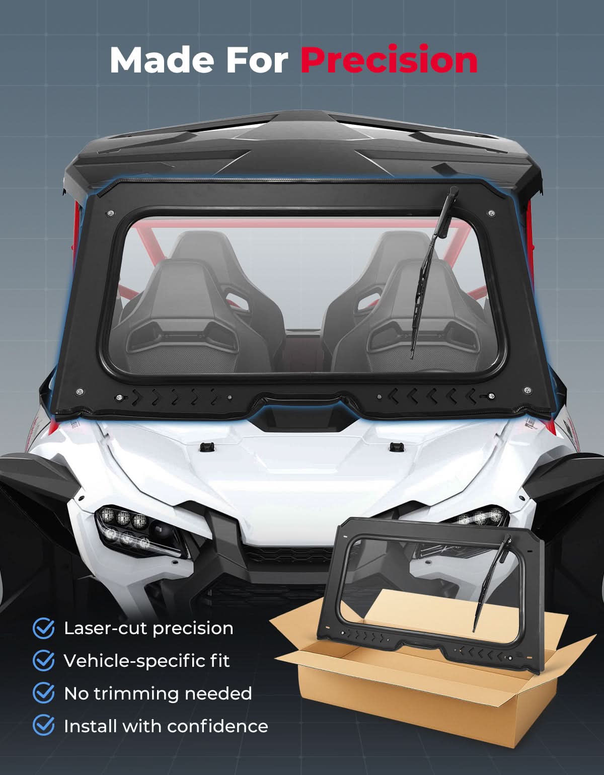 8MM Glass Windshield with Wiper for Honda Talon 1000 - Kemimoto