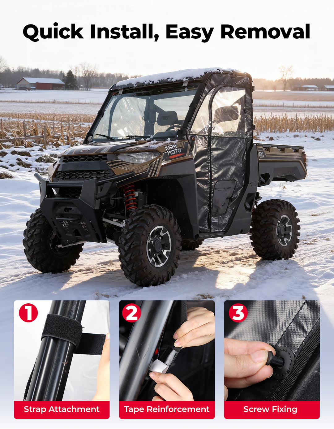 UTV Cab Enclosure Upper Doors for Ranger XP 1000 (2017-2025)