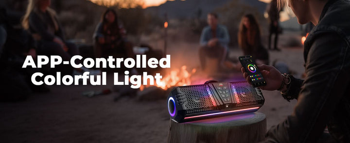 Midnight 40 16" Bluetooth Sound Bar –2025 Compact RGB UTV Speaker for Golf Cart, ATV, Polaris RZR - Kemimoto