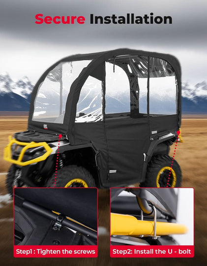 3-in-1 Extra Large ATV Cab Enclosure for Polaris, Can-Am, Kawasaki, Arctic Cat, CFMOTO - Kemimoto
