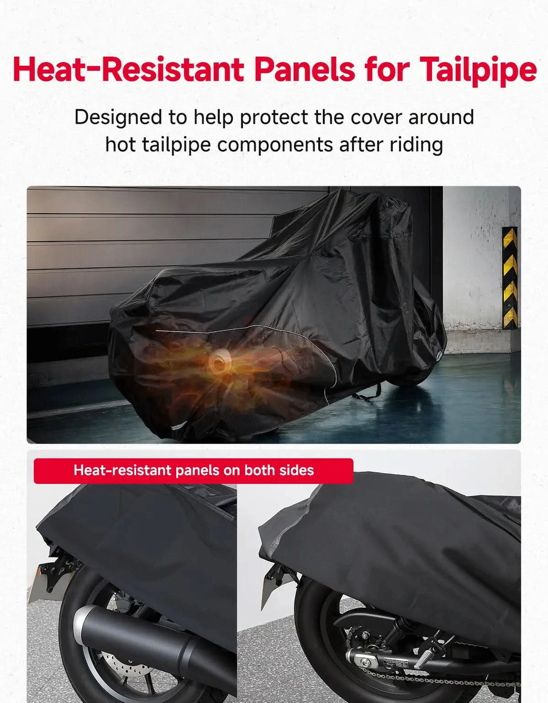 Heavy Duty 600D Tailpipe Heat Shield Motorcycle Cover