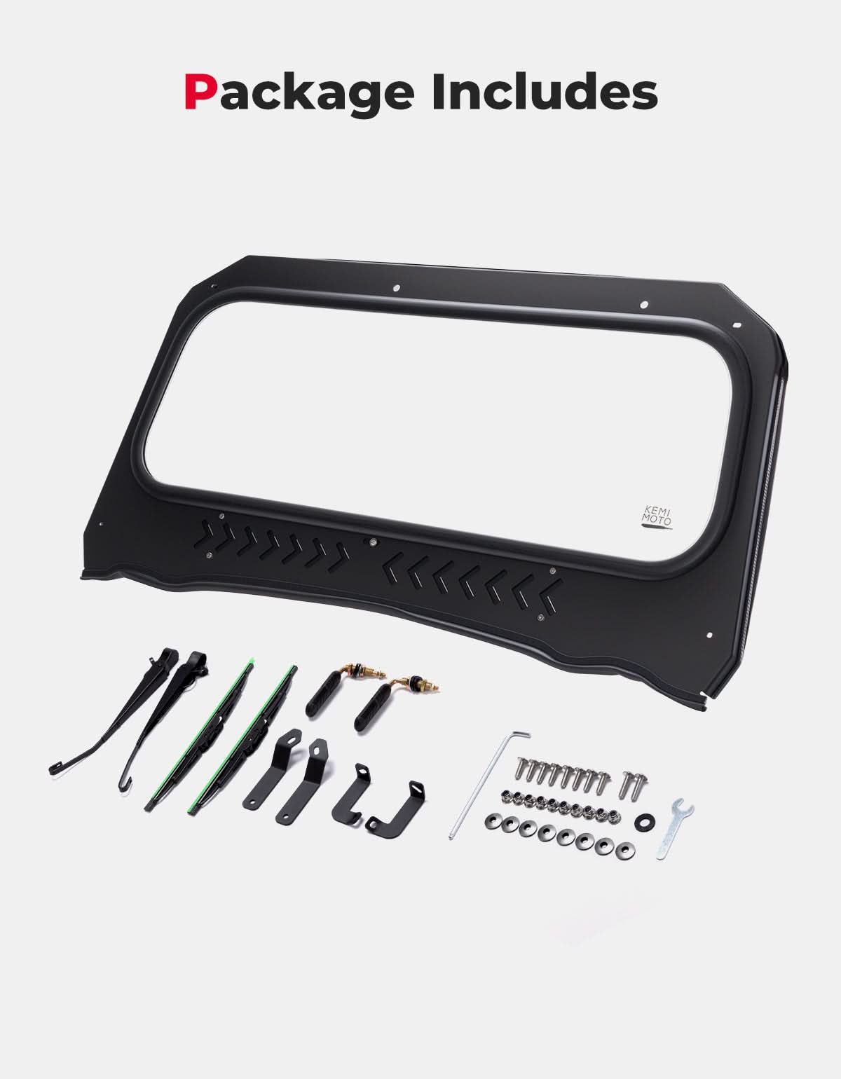 UTV Glass Windshield Front Windshield for Polaris General 1000, XP 1000, 4 1000 - Kemimoto