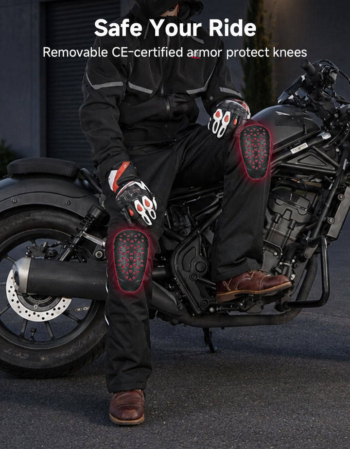 Full-Leg Quick-Off CE Armor Windproof Heated Motorcycle Overpants