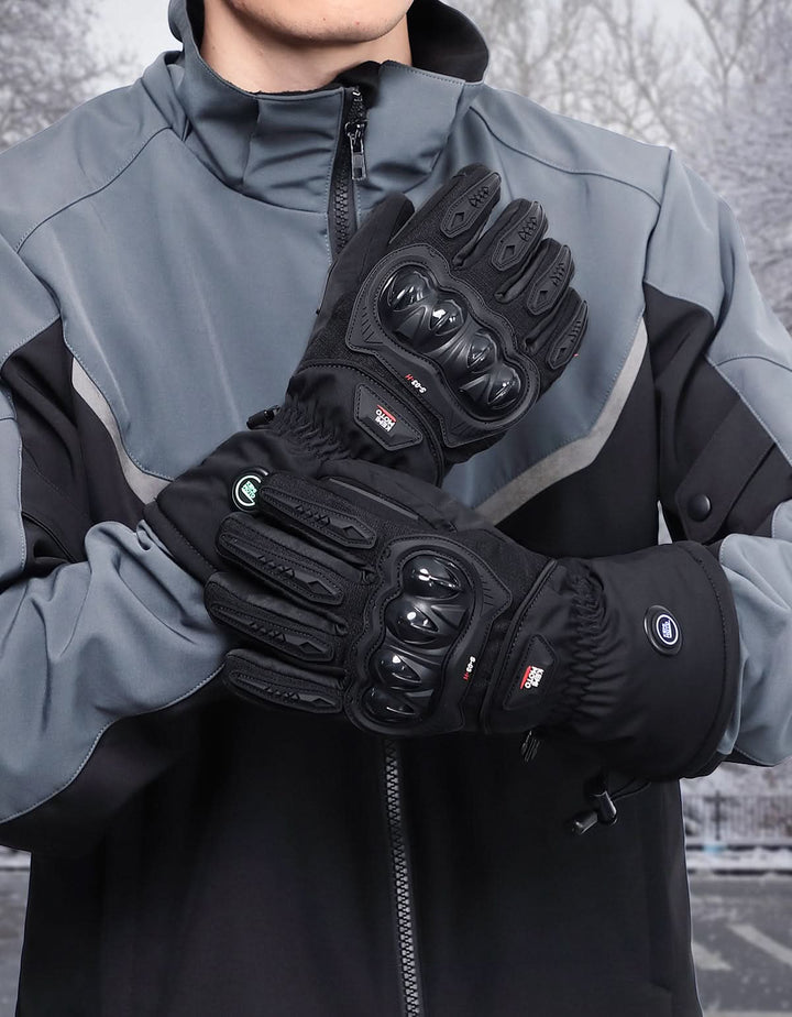 Heated Motorcycle Gloves Waterproof Windproof Touchscreen with Batteries - Kemimoto