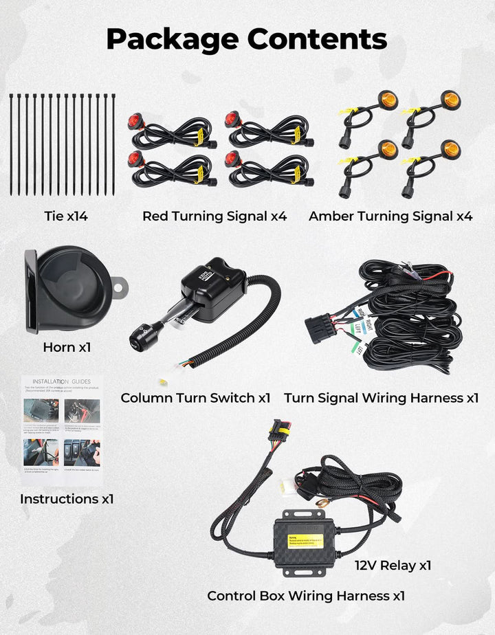UTV/ATV Universal Turn Signal Kit with Horn & Hazard Lights - Kemimoto
