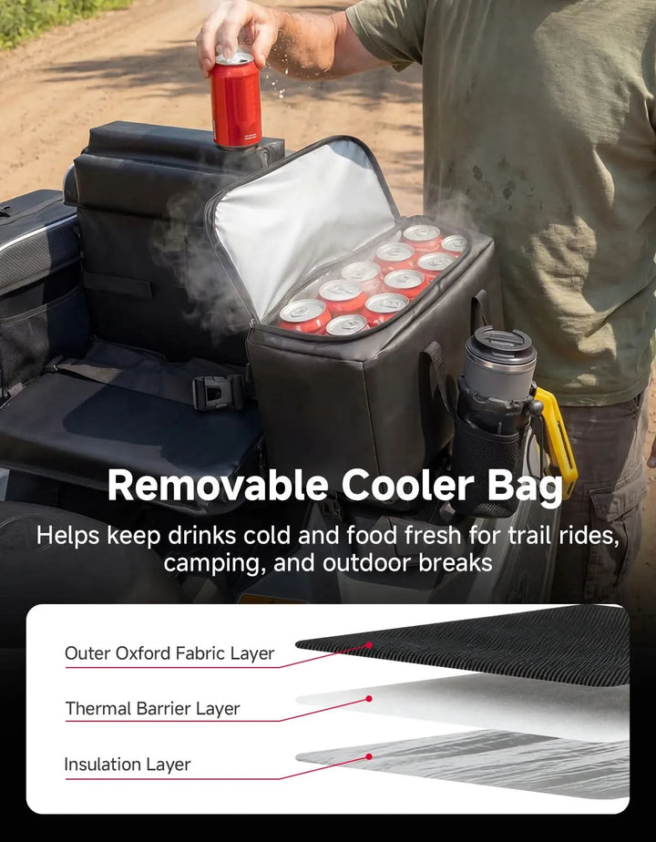 Upgraded 85L ATV Bag with Cooler, Built-in Metal Support Frame