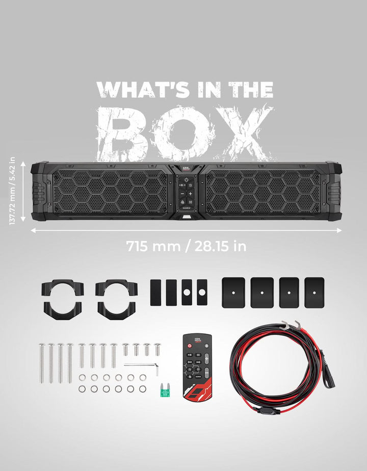 Midnight 70 Gen2 Soundbar For Can am Plorias 340W Peak Power, IP66 Waterproof & Dual Passive Radiators