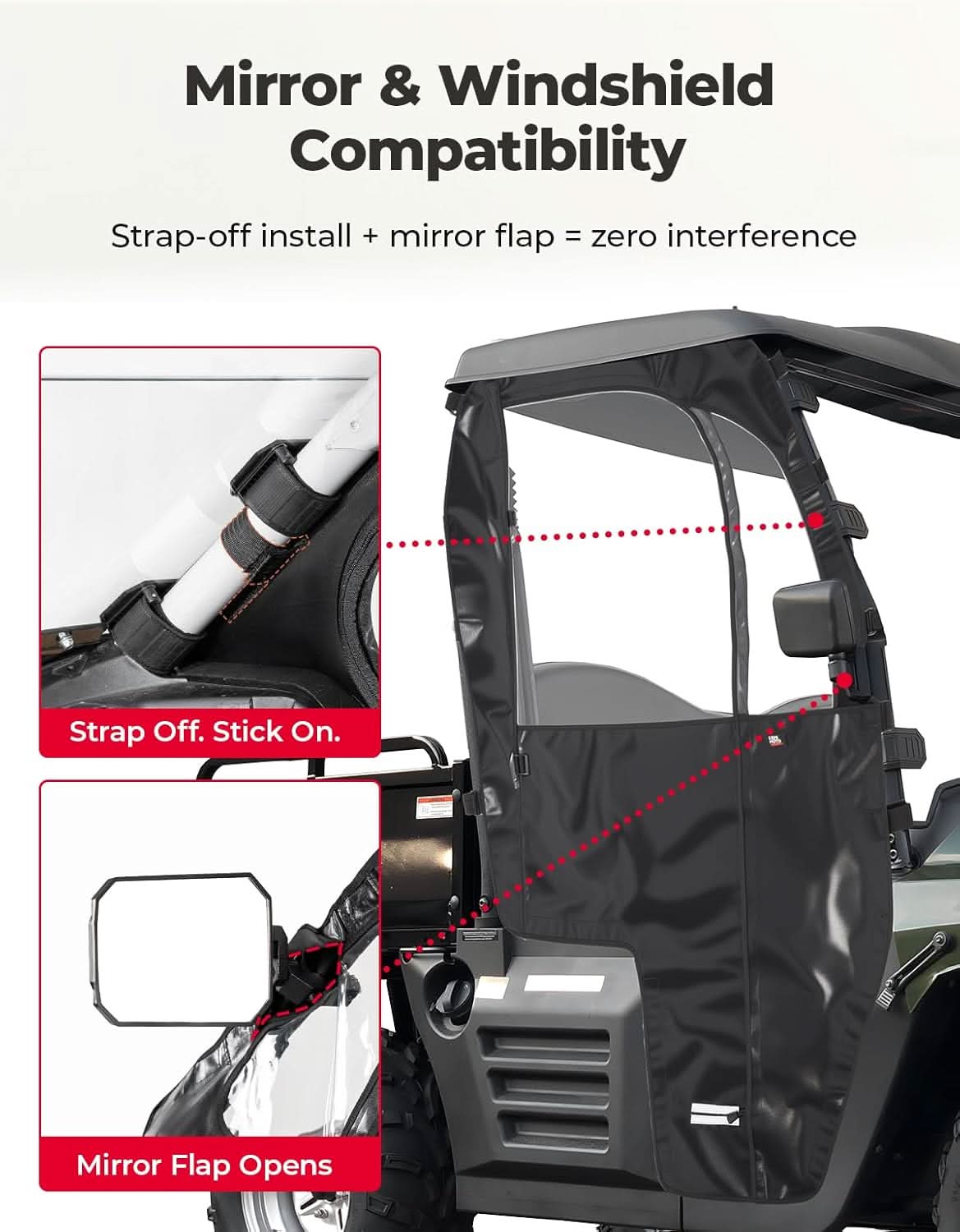 UTV Soft Cab Enclosure Doors for Hisun 400, Coleman, Massimo - Kemimoto