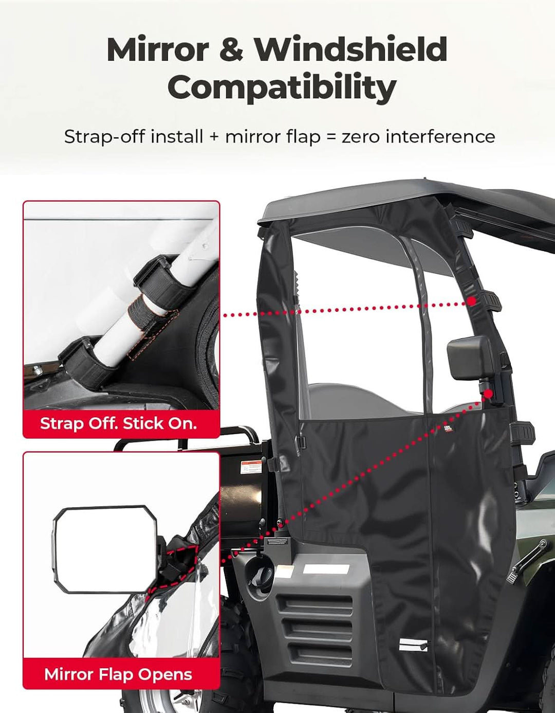 UTV Soft Cab Enclosure Doors for Hisun 400, Coleman, Massimo - Kemimoto