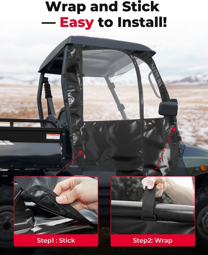 UTV Soft Cab Enclosure Doors for Hisun 400, Coleman, Massimo - Kemimoto