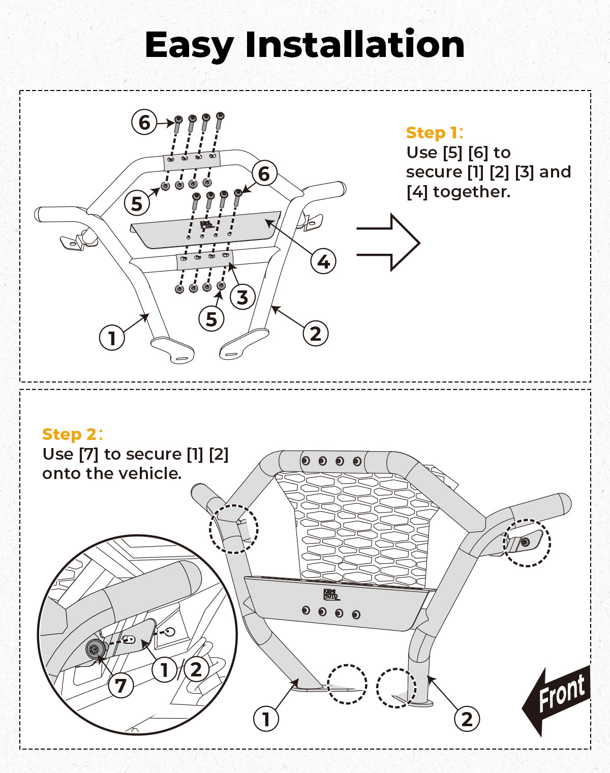 UTV Front Bumper for Polaris RZR 200 2022-2025 - Kemimoto