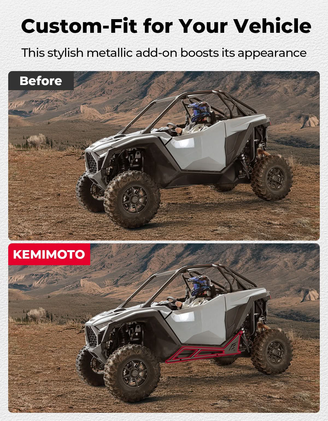 UTV Nerf Bars Rock Sliders with Step Function for Polaris RZR 2020-2025 - Kemimoto