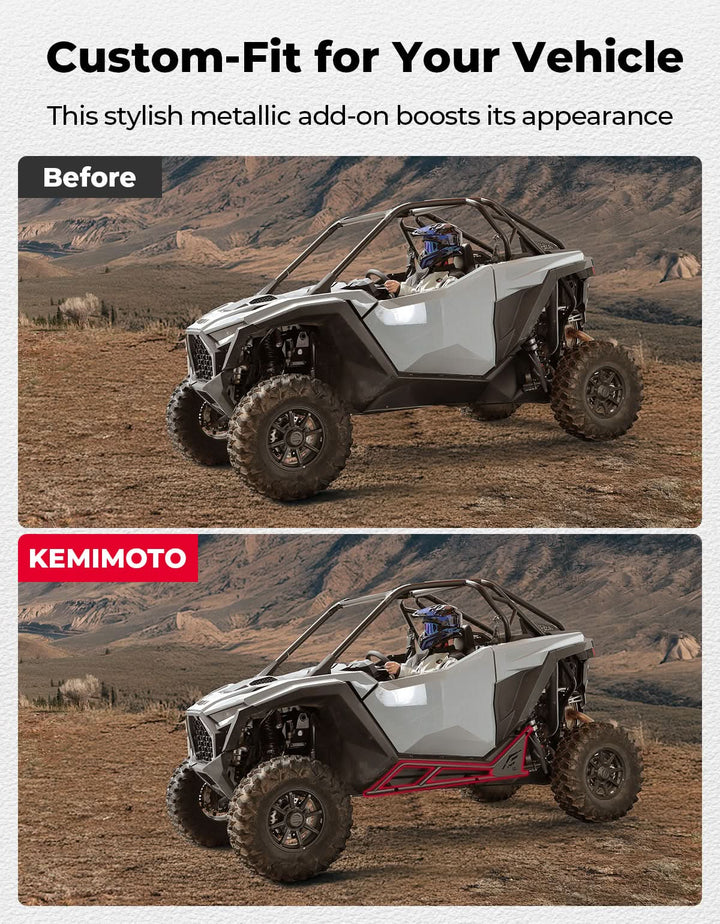 UTV Nerf Bars Rock Sliders with Step Function for Polaris RZR 2020-2025 - Kemimoto