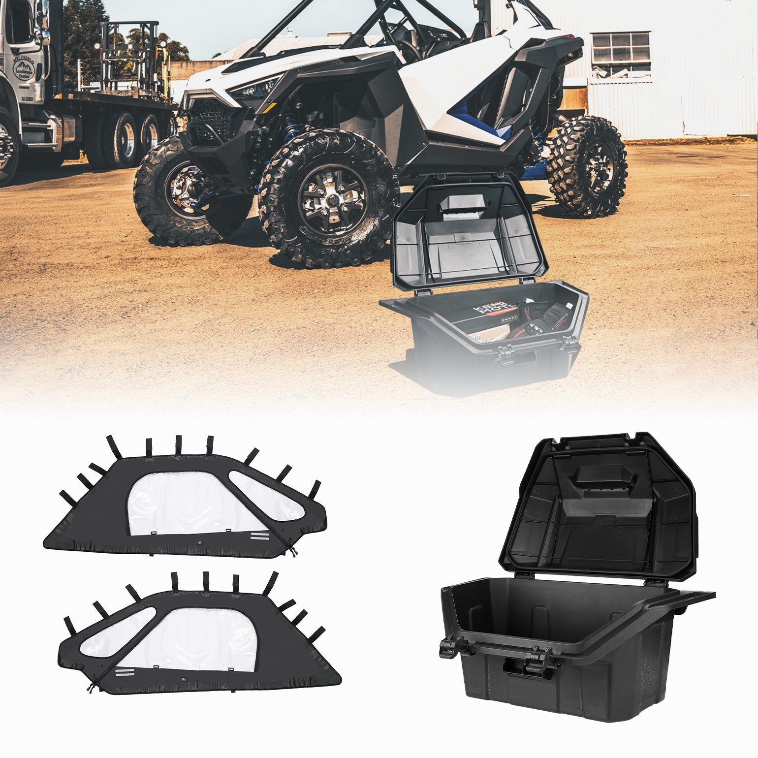 Soft Upper Doors with Zippers & Rear Cargo Storage Box Fit RZR Pro XP 2020-2023
