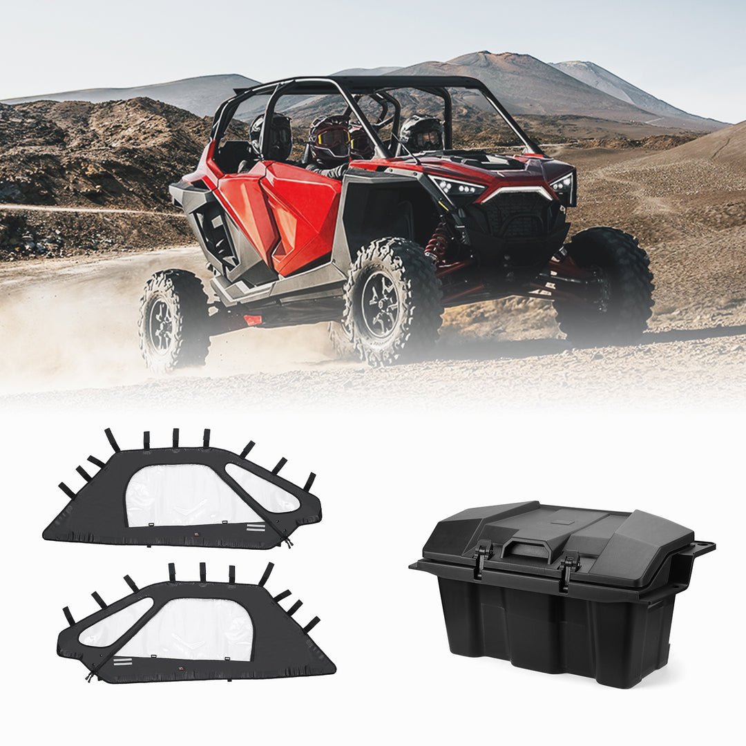 Soft Upper Doors with Zippers & 73 QT Rear Storage Bed Box Fit RZR Pro XP 2020-2023
