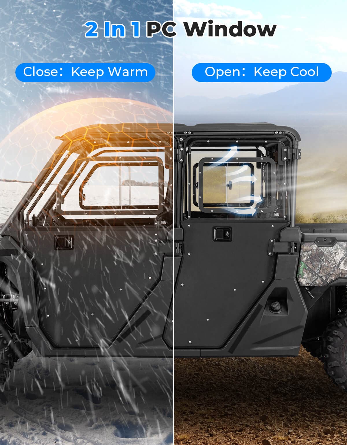 Full Doors with Sliding Window for CFMOTO UForce 1000 XL 2022+ - Kemimoto