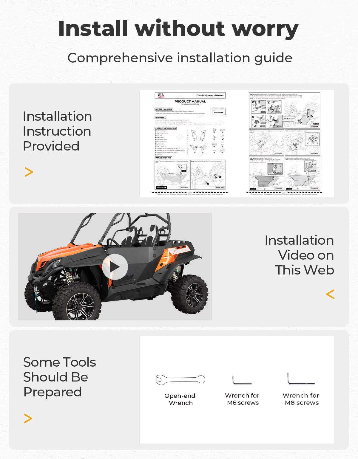 Heavy-duty Aluminum Doors for CFMOTO ZFORCE 500 | 800 | 1000 - Kemimoto