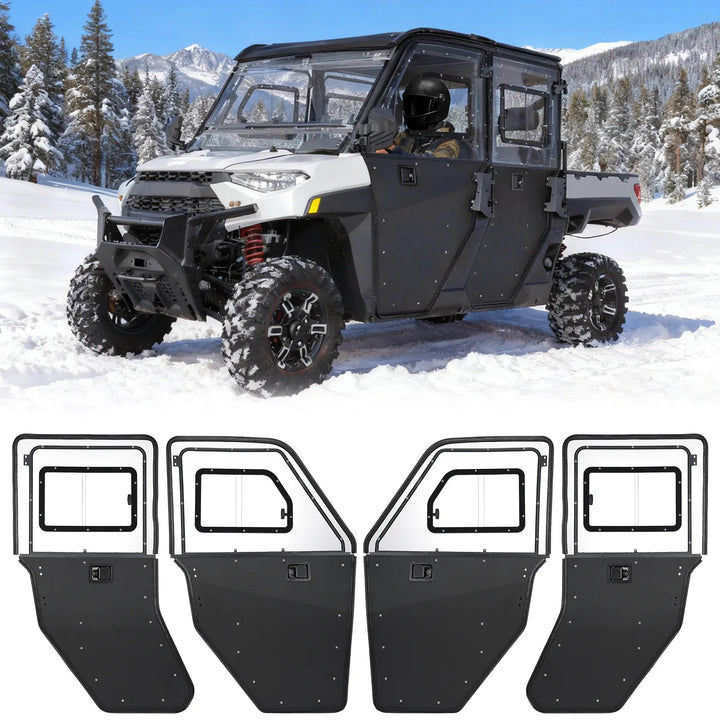 2-in-1 Convertible UTV Doors with Vented Window for Polaris Ranger Crew XP 1000 (2019-2026), Complete 4-Door Set