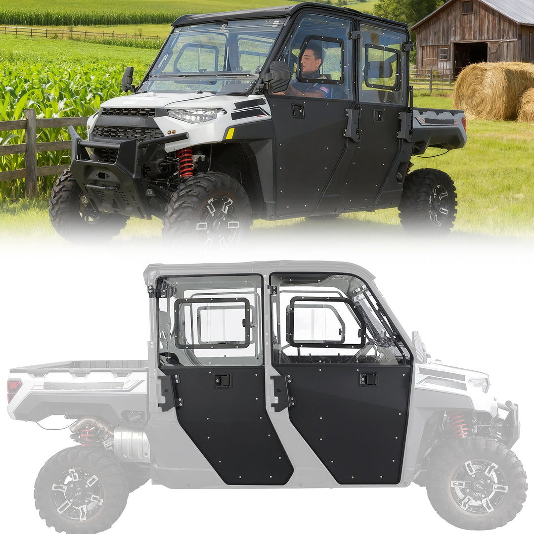 2-in-1 Convertible UTV Doors with Vented Window for Polaris Ranger Crew XP 1000 (2019-2026) - Kemimoto