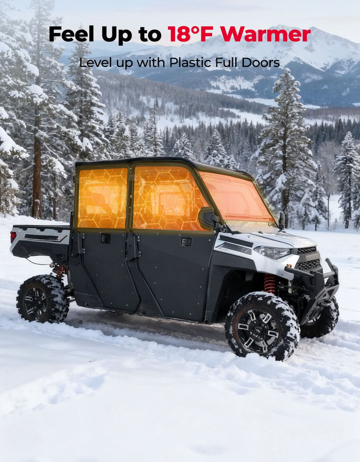 2-in-1 Convertible UTV Doors with Vented Window for Polaris Ranger Crew XP 1000 (2018-2025)