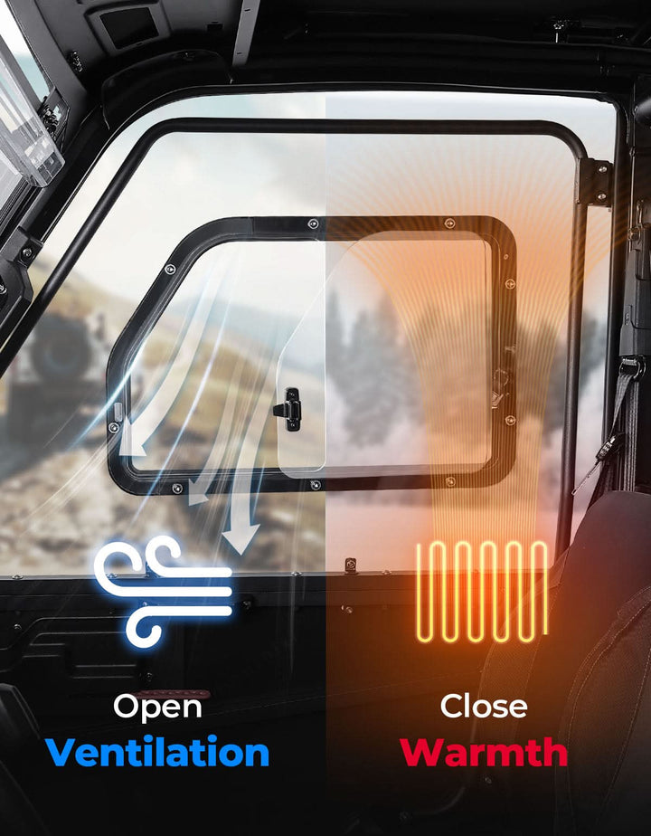 2-in-1 Convertible UTV Doors with Vented Window for Polaris Ranger Crew XP 1000 (2018-2025)