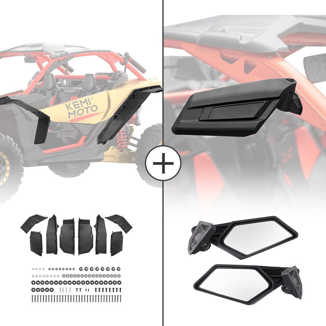 Extended Fender Flares & Side Mirrors for Can-Am Maverick X3 - Kemimoto
