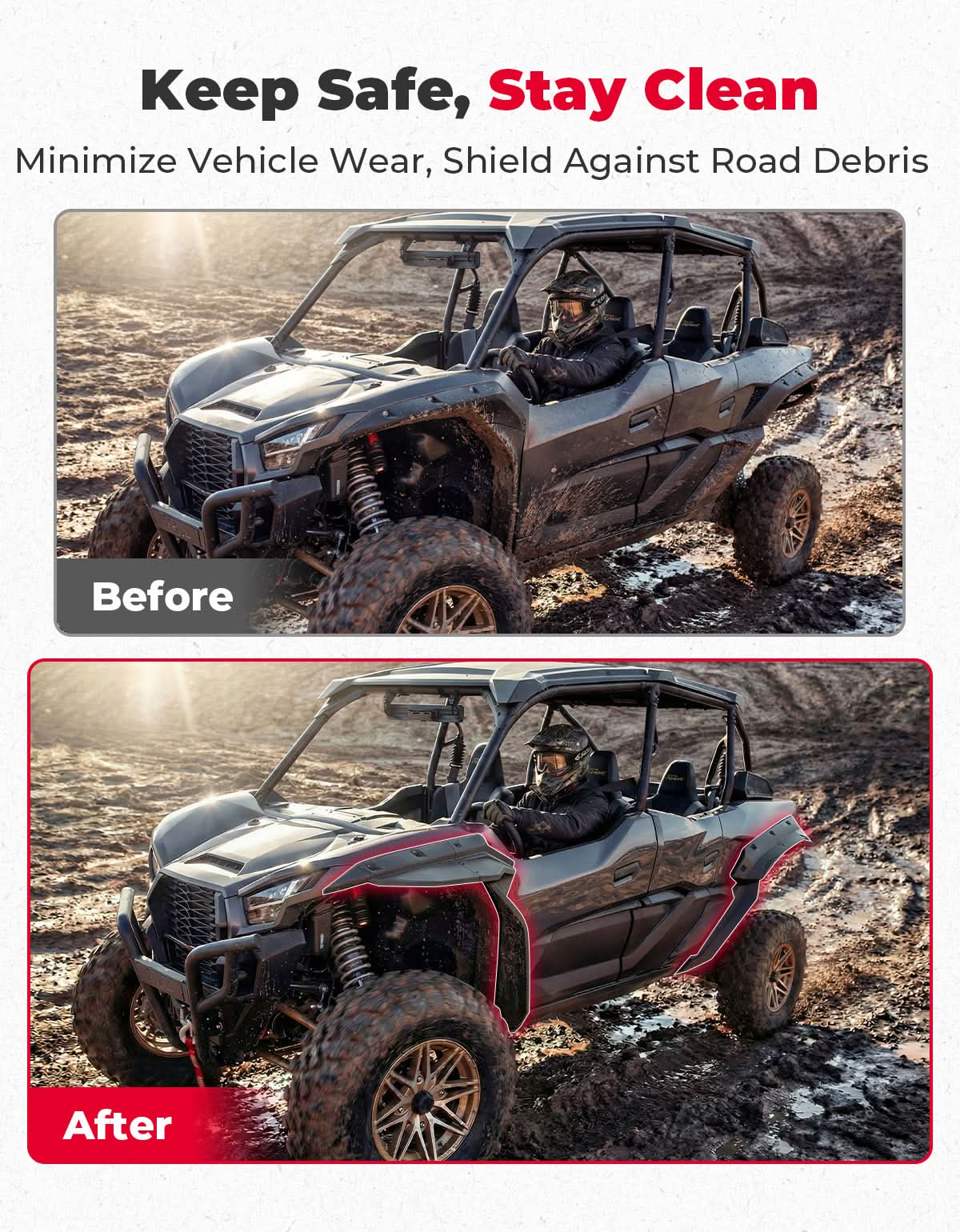 XXL Fender Flares for Kawasaki Teryx KRX4 1000 - Kemimoto