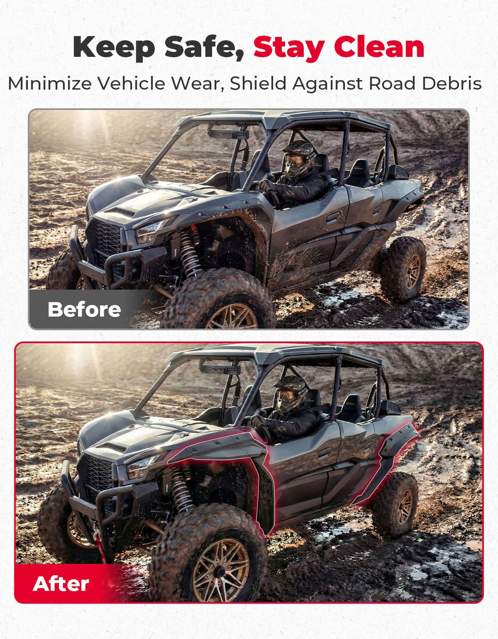 XXL Fender Flares for Kawasaki Teryx KRX4 1000 - Kemimoto