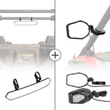 UTV 1.65"-2" Tube Rear View Mirror & UTV 1.6"-2" Tube LED Side Mirrors