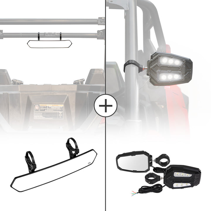 UTV 1.65"-2" Rear View Mirror &1.75"-2" LED Side Mirror