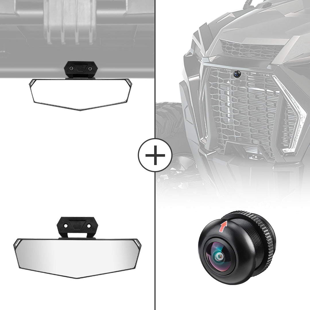 Center Rear View Mirror & Front Camera Kit Fit Polaris RZR – Kemimoto