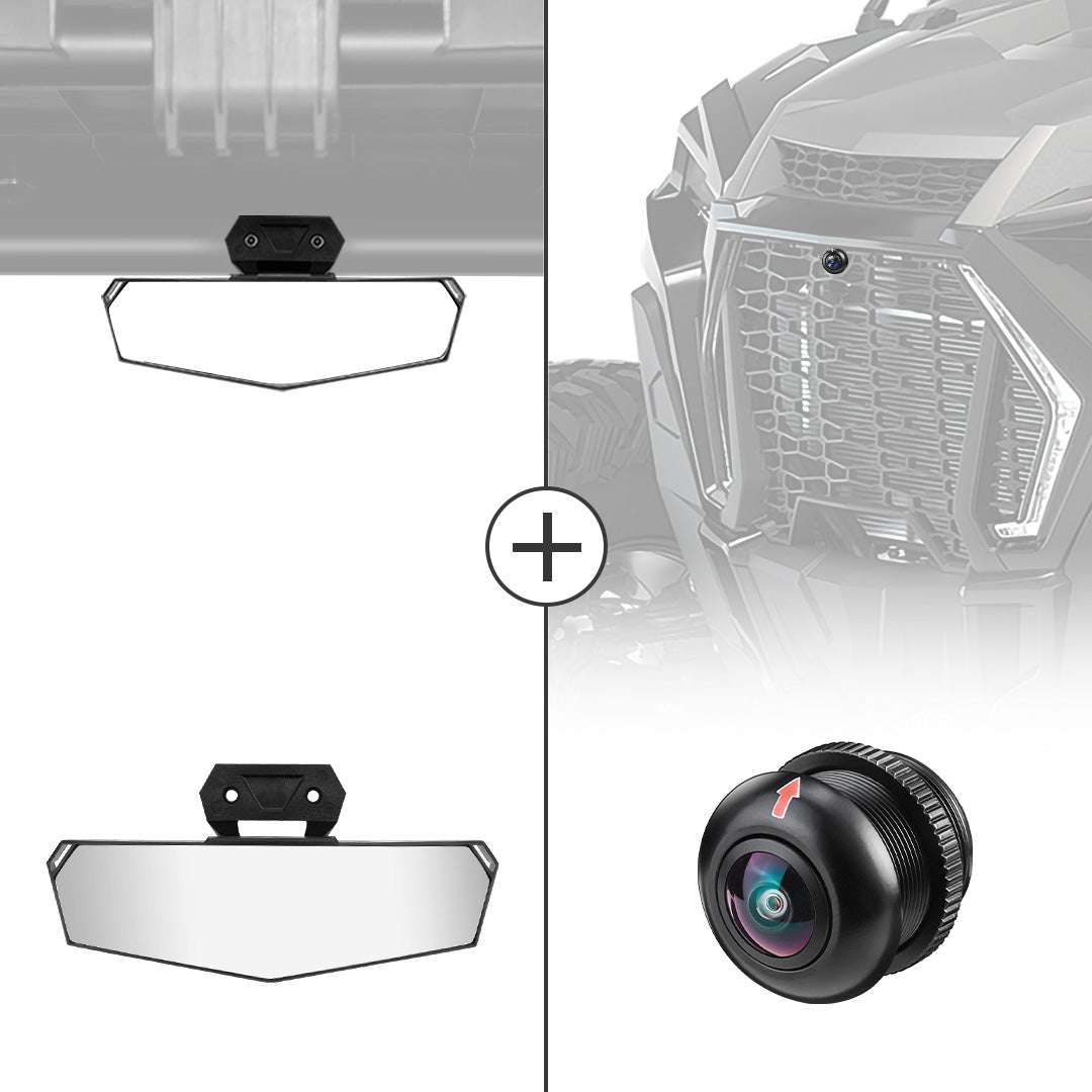 Center Rear View Mirror & Front Camera Kit For Polaris RZR PRO / Turbo