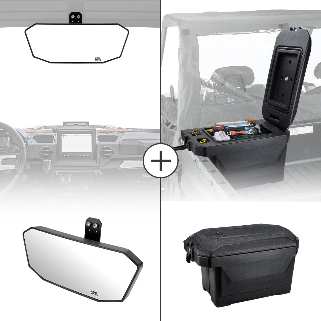 45L Storage box and Rear View Mirror for Polaris Ranger