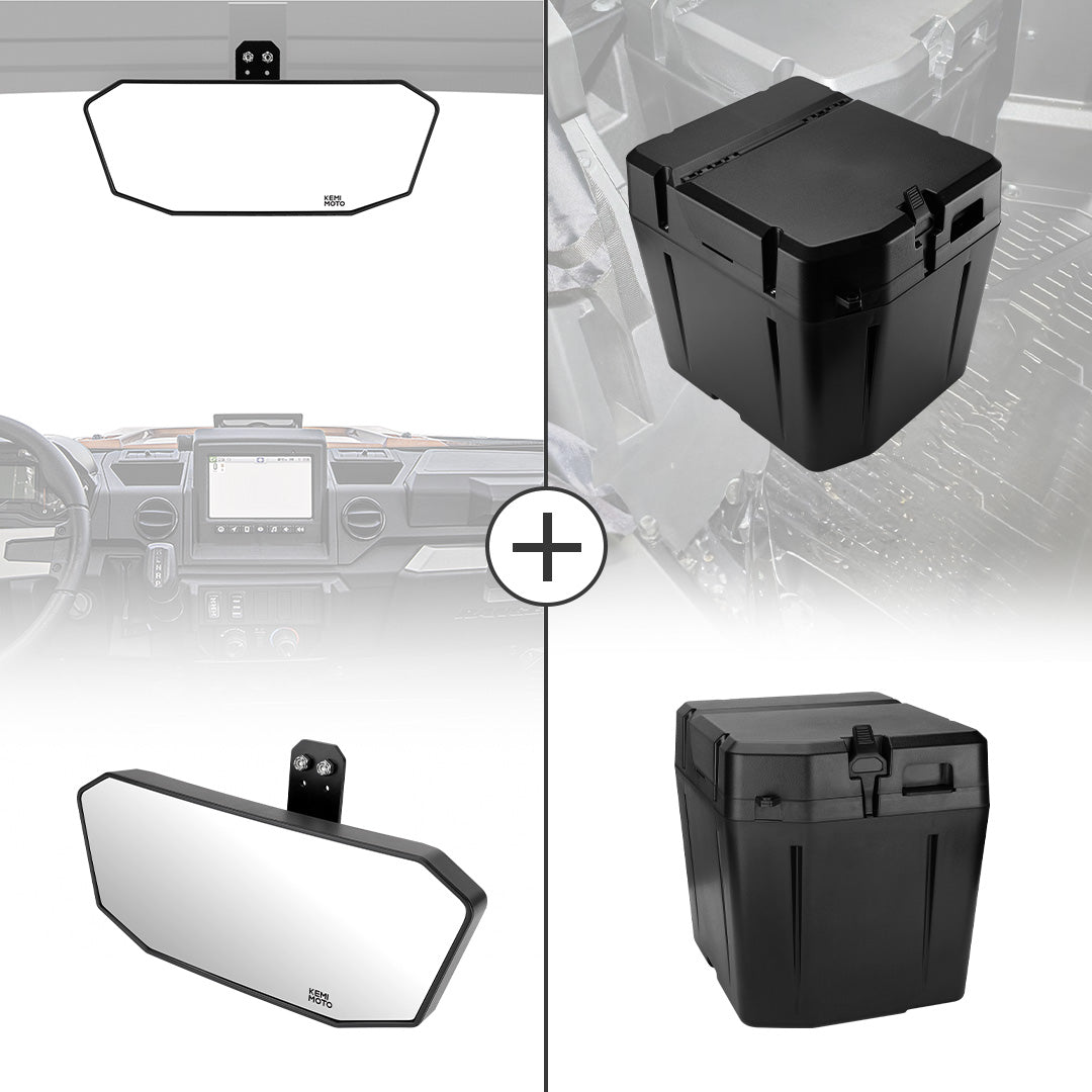 Rear View Mirror & Under Seat Storage Box for Polaris Ranger XP 1000