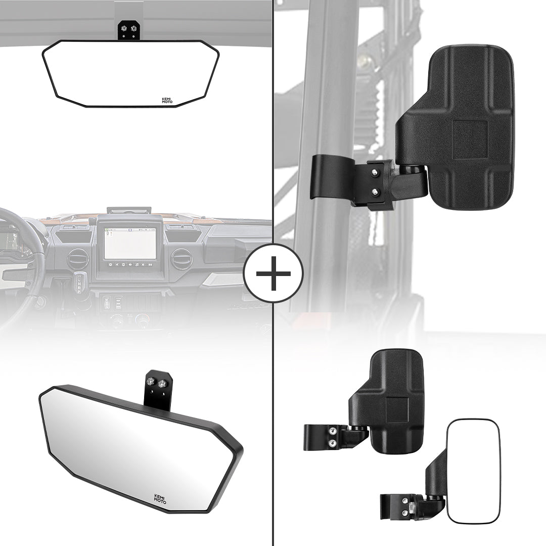1.75" Breakaway Side & Rear View Mirrors For UTV Polaris Ranger RZR – Clear Glass, Aluminium, Pair