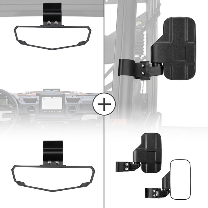 Adjustable Side Mirrors & Rear View Mirror For Polaris Ranger/ Defender